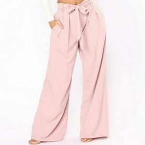 Wide leg pants. Blush pink.